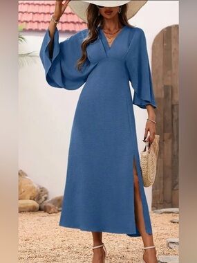 Elegant Blue Midi Dress